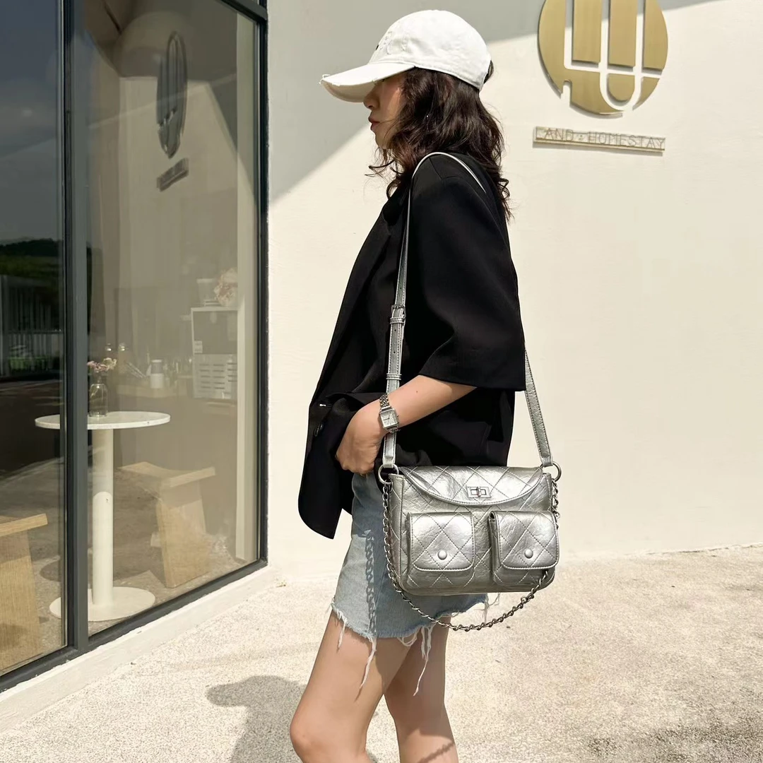 【芝麻集】QYX-81209-银色RAIN.CUN夏季新款腋下斜跨轻奢女包
