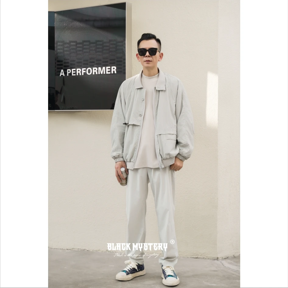 【BlackMystery】结构设计美学 秋季时尚廓形拼接夹克宽松外套 5010