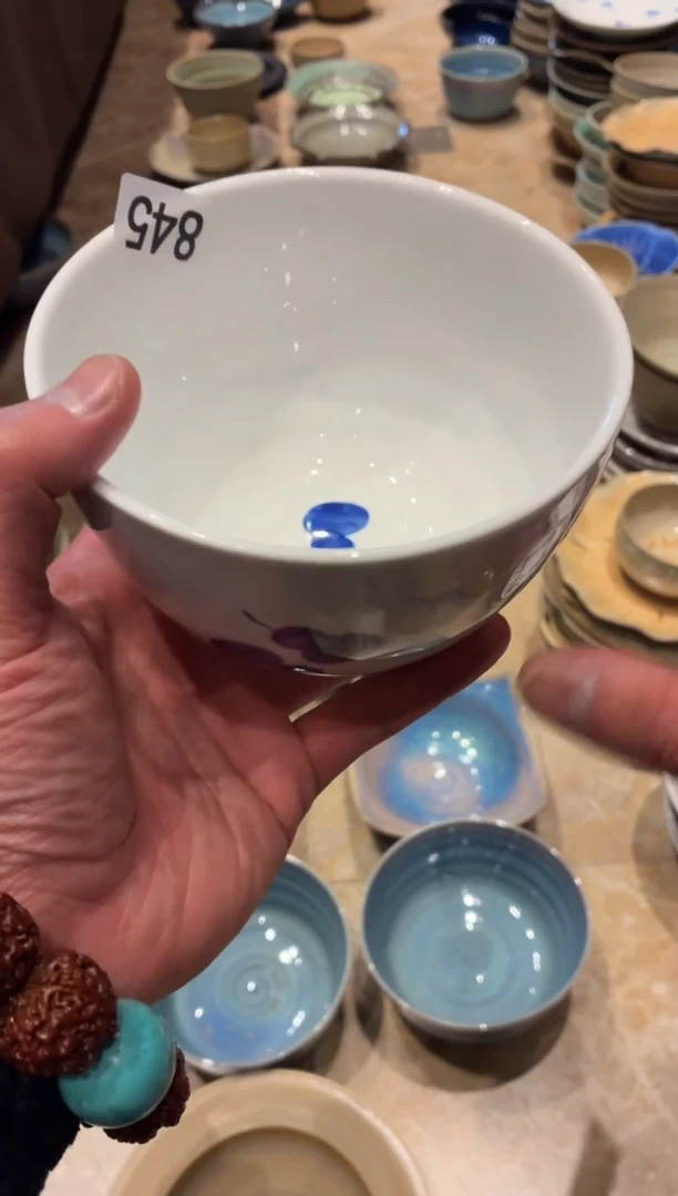 瓷片王**人845  微瑕手绘蓝葫芦碗1个