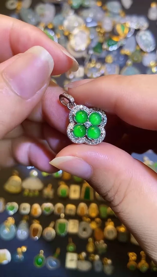 翡翠银S925镶嵌吊坠(不含链)1