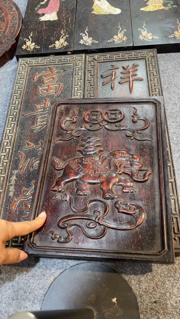 香榧木紫檀拆件雕刻板以直播间实物为准微瑕老物件