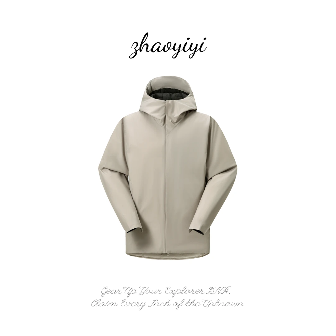 【赵一一】少量现货！商务V系列90白鸭绒全压胶户外连帽羽绒服25078