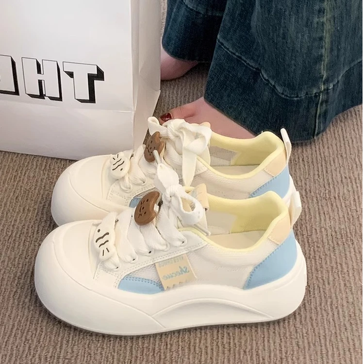 厚底小白鞋女鞋子2025新款爆款夏季薄款透气网面增高运动休闲板鞋