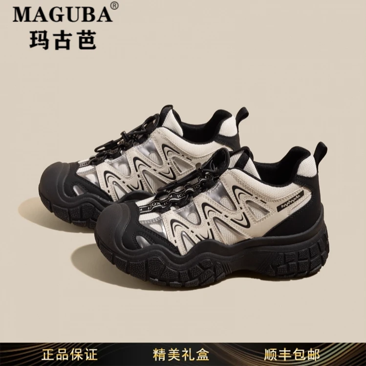 玛古芭女鞋轻便透气内增高老爹鞋女新款防滑耐磨运动休闲登山鞋