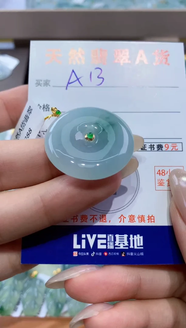 颈饰18K金镶嵌翡翠天然翡翠A货挂件