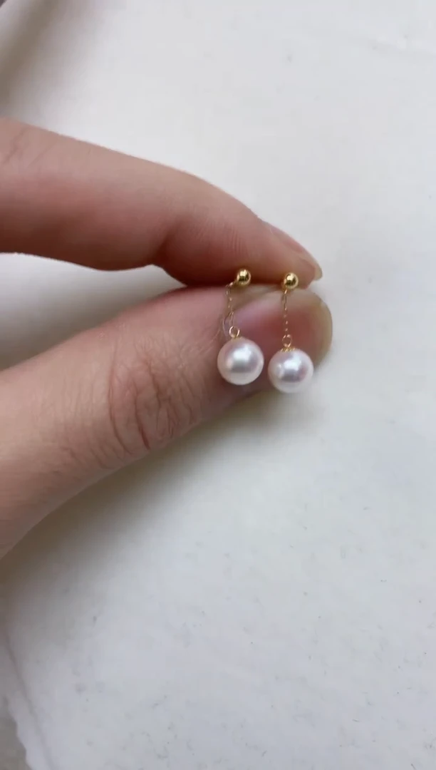 18K金镶嵌耳饰海水珍珠