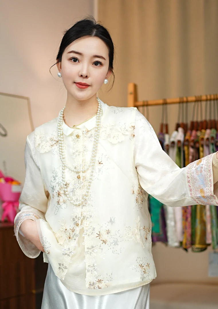 CHUNTIAN/李李国风【清婉】新中式宋锦提花设计款时尚马甲