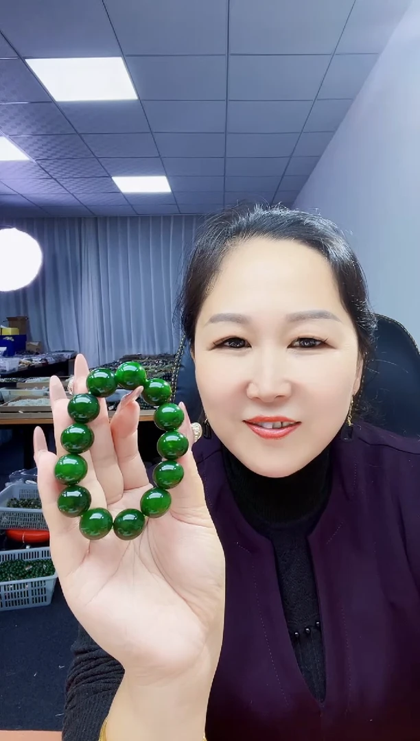 未镶嵌手串和田玉纯天然和田玉俄7碧菠菜绿16