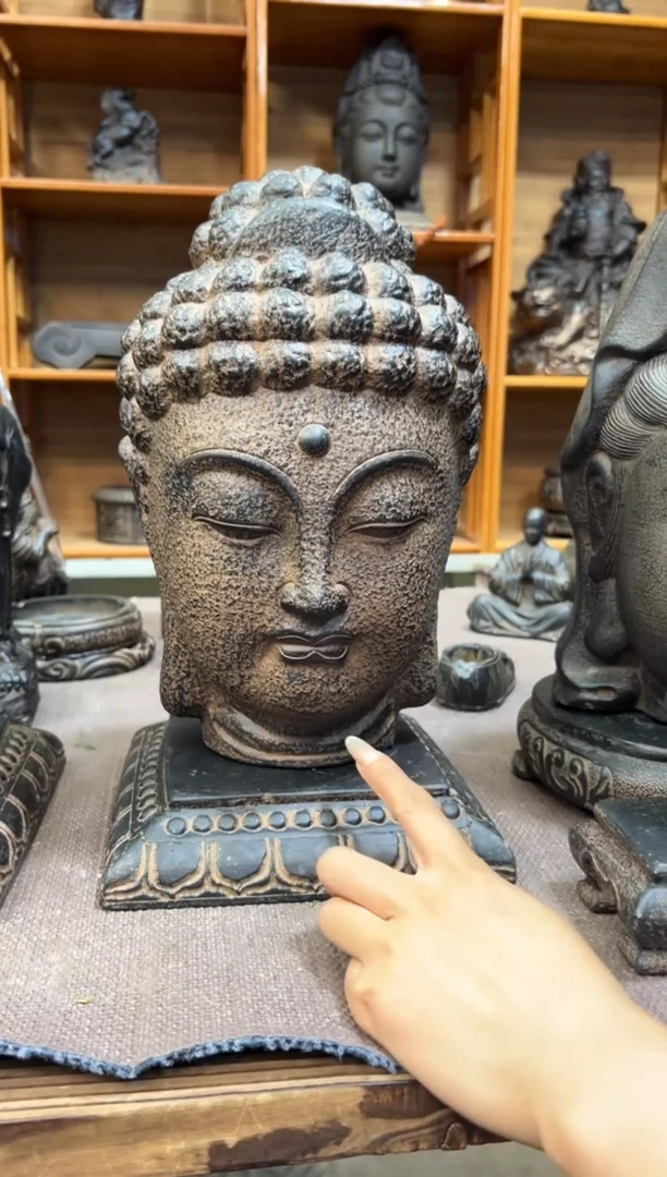 陶土大佛首+莲花底座