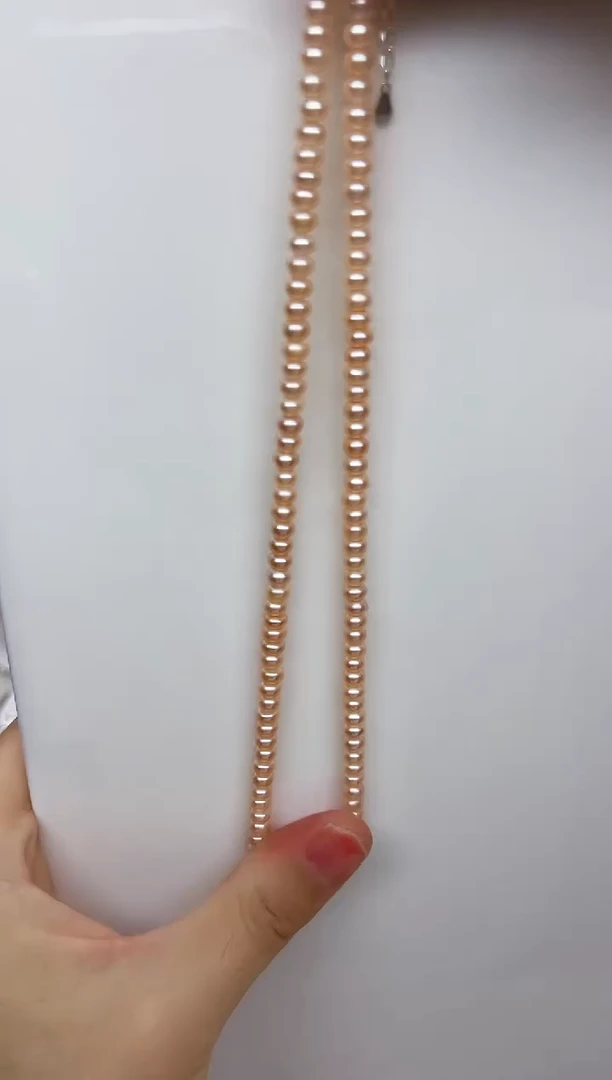 淡水珍珠未镶嵌项链粉色馒头珠 5-6mm