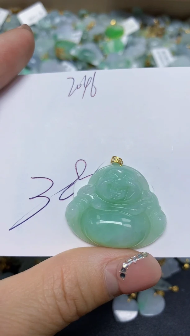 【闪购商品】翡翠挂件18K金镶嵌 天然翡翠A货