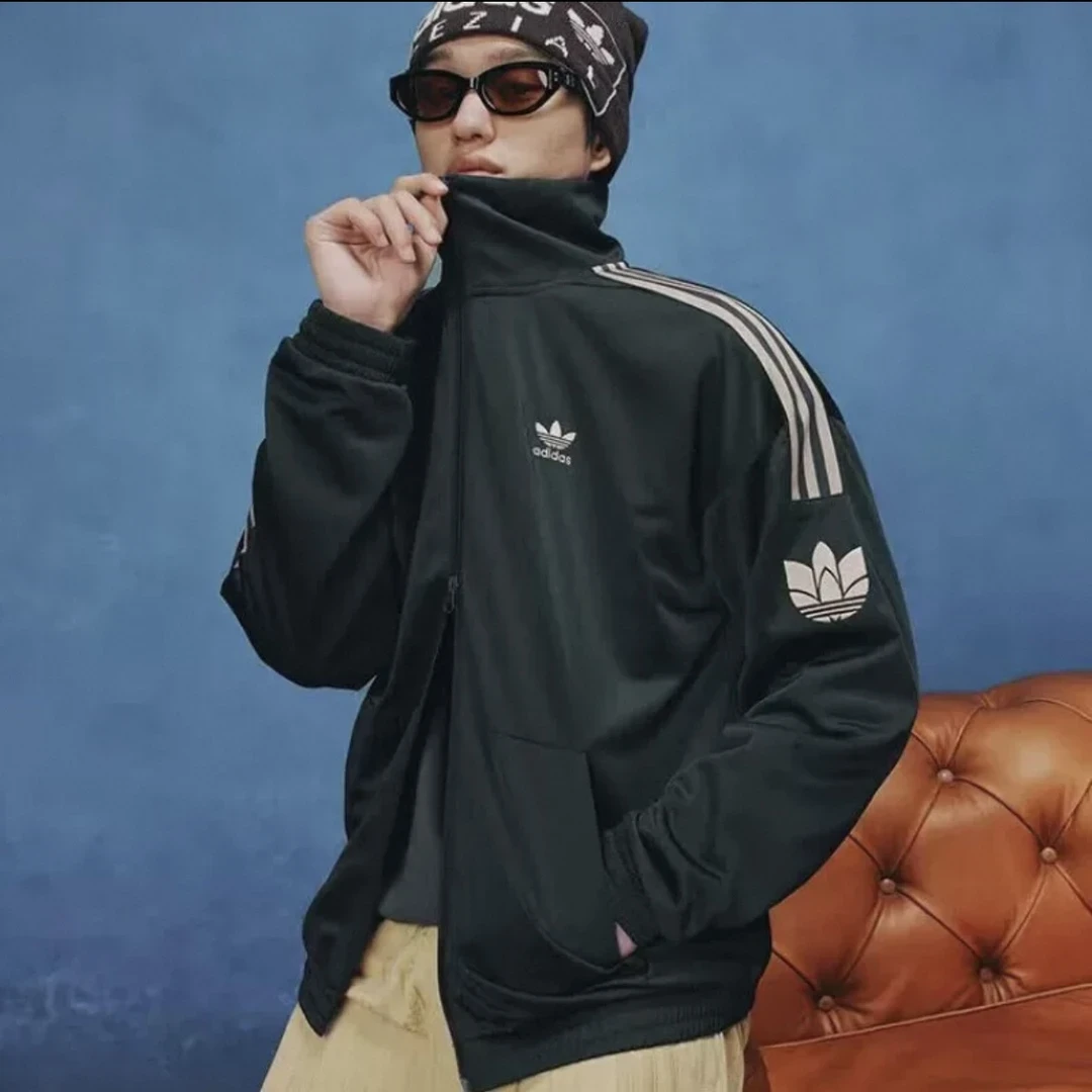 adidas/阿迪达斯经典复古三条纹运动立领侧边条纹长袖夹克JL8400
