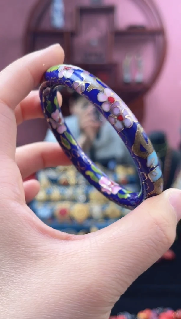 非遗 景泰蓝 公主镯 细 宝蓝 60