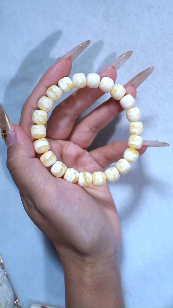 手链蜜蜡未镶嵌简*典藏级10mm瓷白虎皮纹妖花