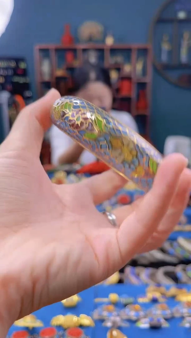 非遗技艺 景泰蓝脱胎手镯58-63天蓝