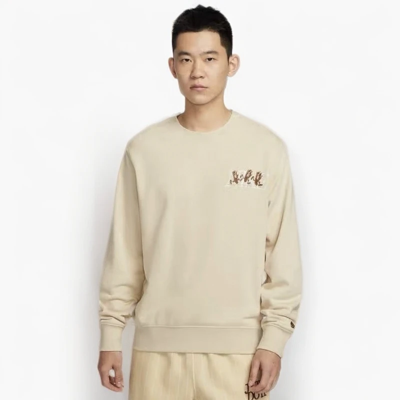 NIKE/耐克男款米色舒适圆领套头长袖卫衣IB1496229