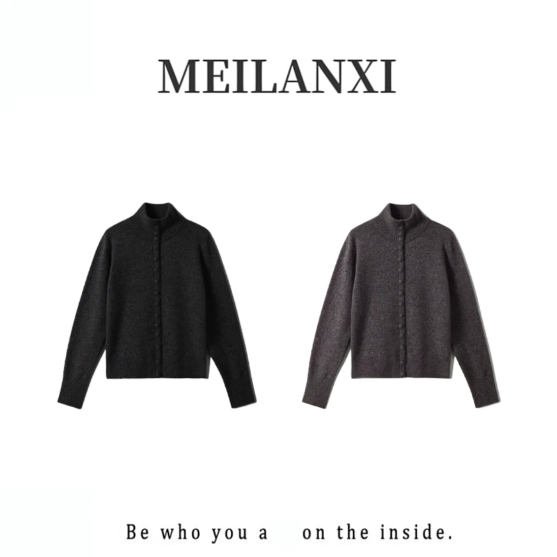 【MEILANXI】【立领圆扣】25冬新款I00绵羊毛气质百搭休闲女上衣8355