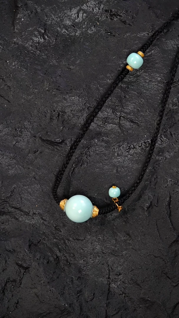 18K金镶嵌绿松石项链湖北原矿绿松石女性项链设计款  孤品