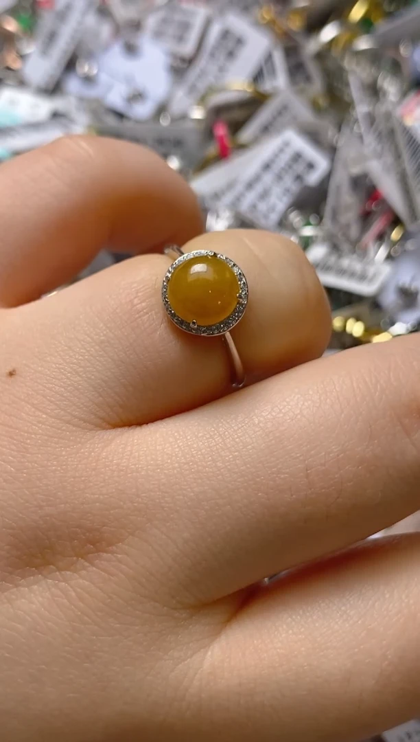 银S925镶嵌戒指翡翠百内无证书