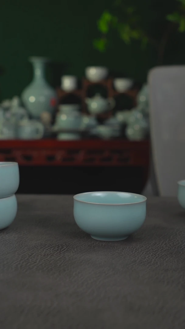 天蓝釉炉式杯薄胎精品110cc-二