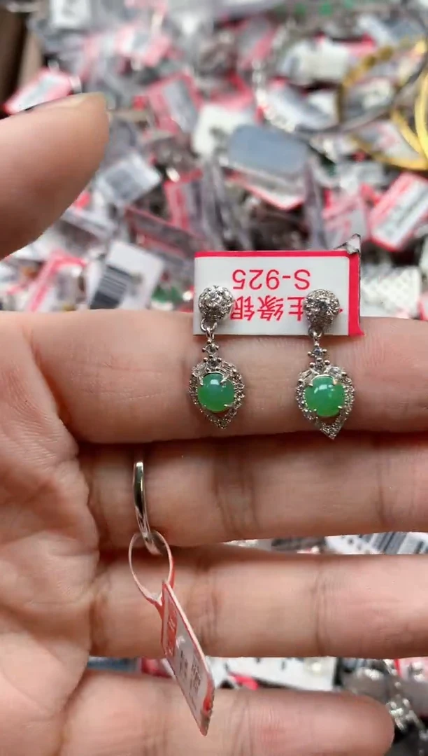 银S925镶嵌戒指翡翠天然A货缅甸翡翠