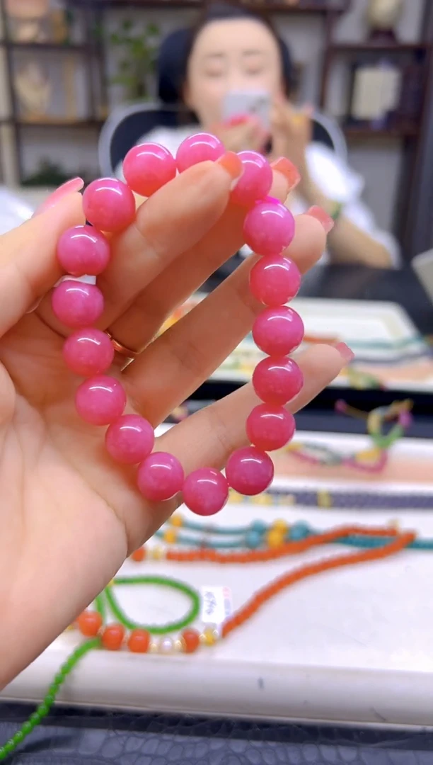 未镶嵌菱锰矿（红纹石）手链DIY款S826