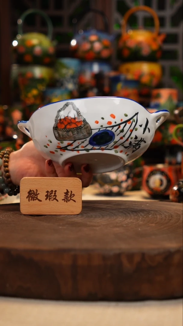 紫砂油画釉下彩手绘微瑕