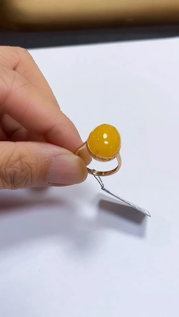 蜜蜡颈饰14K金镶嵌戒指