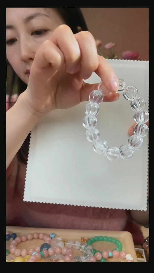 【闪购商品】水晶手串未镶嵌天然双A级白水晶南瓜珠手串16mm
