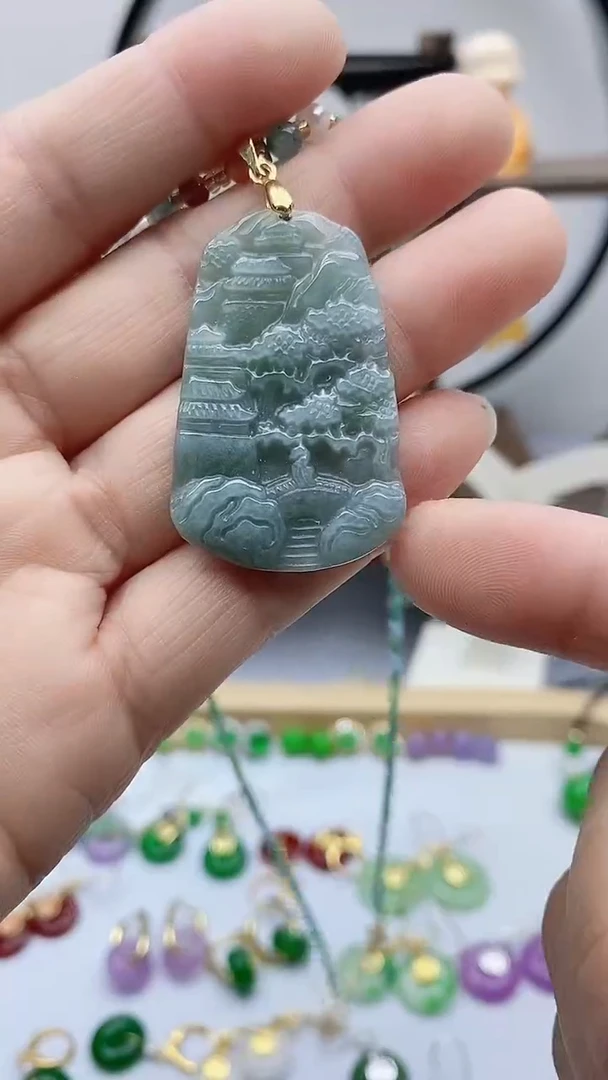 颈饰14K金镶嵌翡翠翡翠533