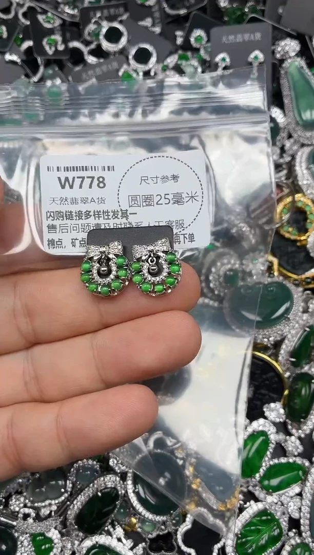 颈饰未镶嵌翡翠W778耳钉