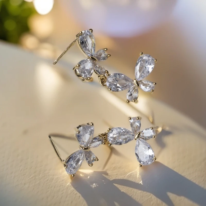 铜合金琉璃耳饰 原创设计甜美蝴蝶耳环轻奢小众欧若精灵风28