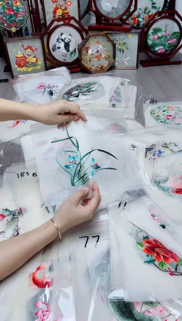 织绣纯手工苏绣双面绣绣布