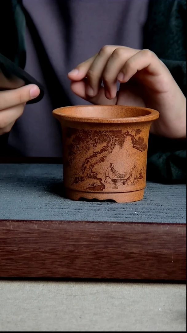 紫砂花盆8.5*7.5内径尺寸 下棋