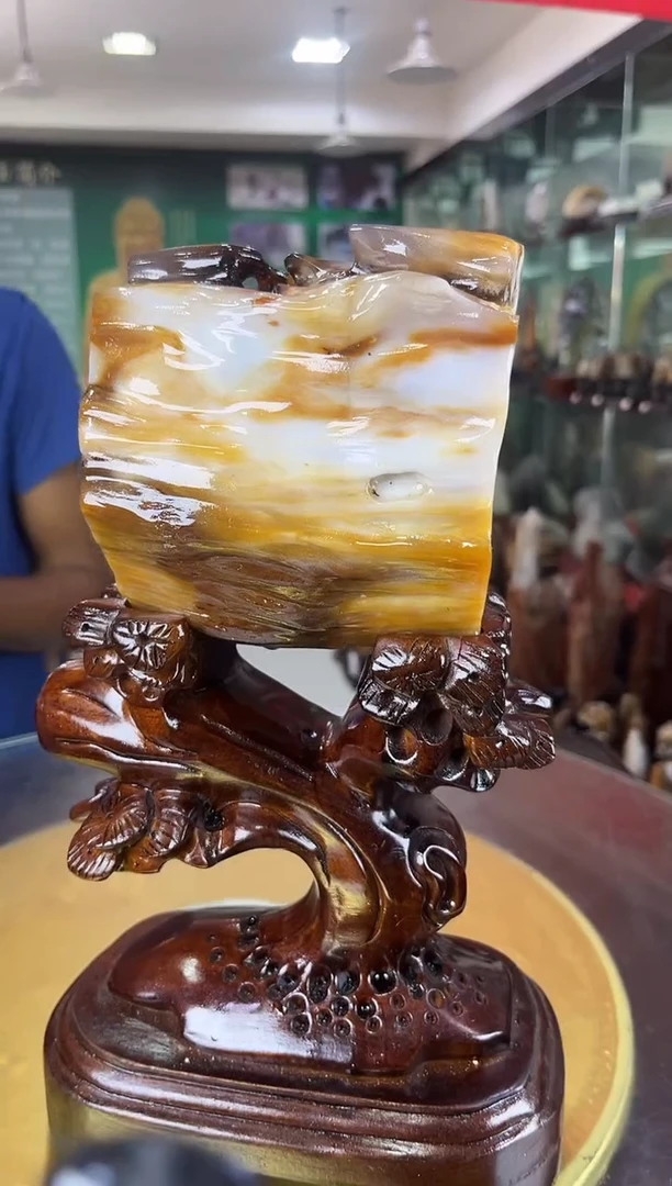 未镶嵌珠宝奇石硅化玉缅甸天然树化玉摆件