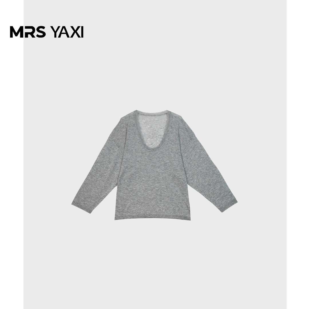 Mrsyaxi时尚精品水溶羊毛上衣U领纯色针织衫YX5022606