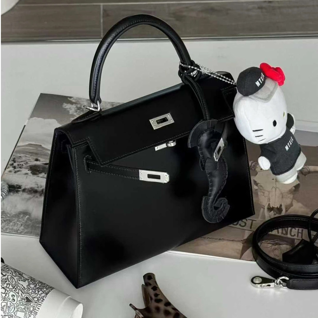 未使用 Hermes/爱马仕 【小池专属】kelly25黑银box皮Z刻/