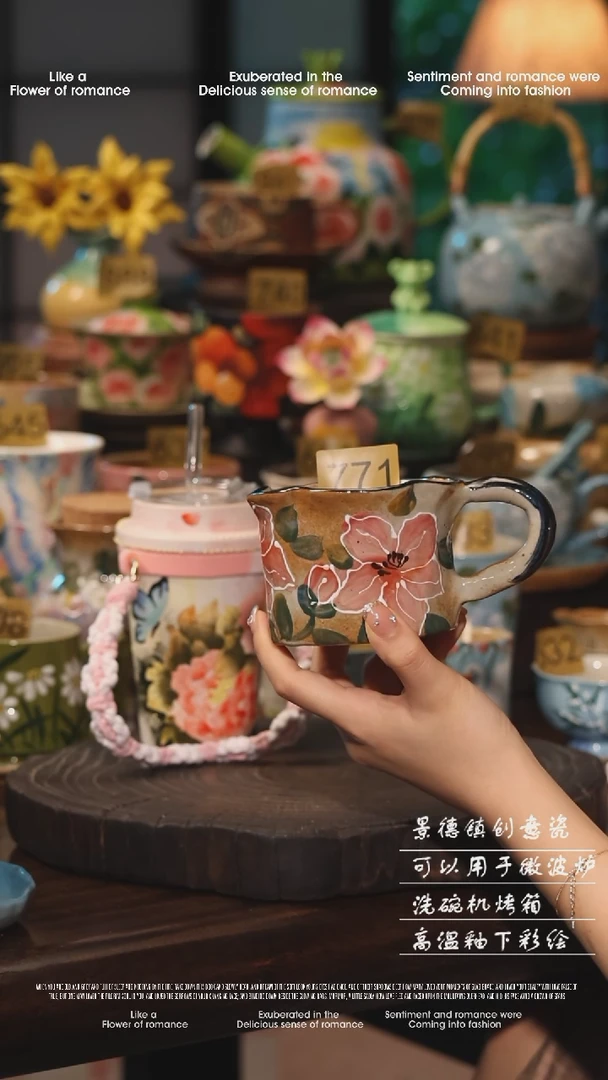 陶瓷771景德镇高温釉下彩绘设计师款式