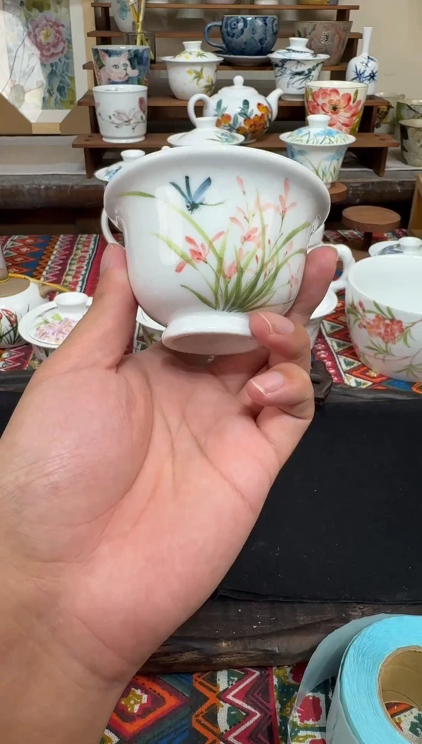 瓷片陶瓷高端国画手工釉下陶瓷浮力价