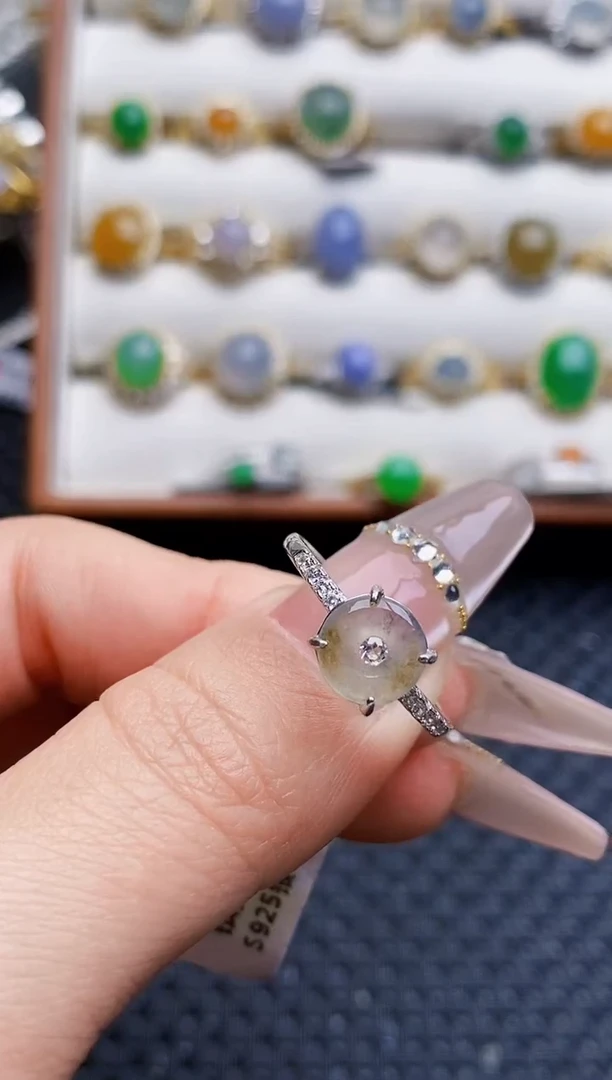 银S925镶嵌戒指翡翠7066