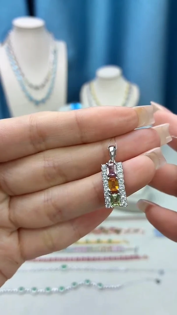 吊坠(不含链)彩色蓝宝石银S925镶嵌281JH0104产品一个（多样性）