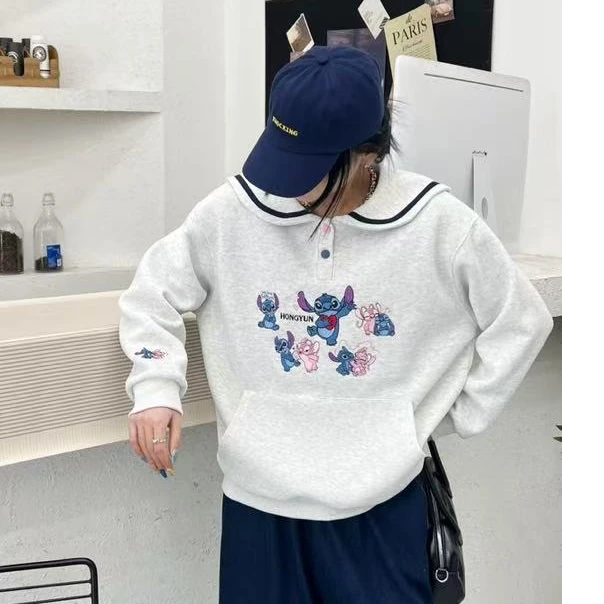 2538韩版海军领史迪仔休闲时尚卫衣