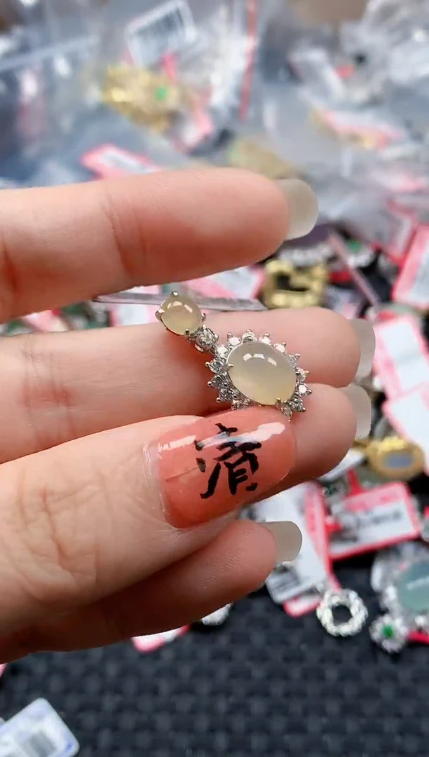 银S925镶嵌戒指翡翠天然A货缅甸翡翠