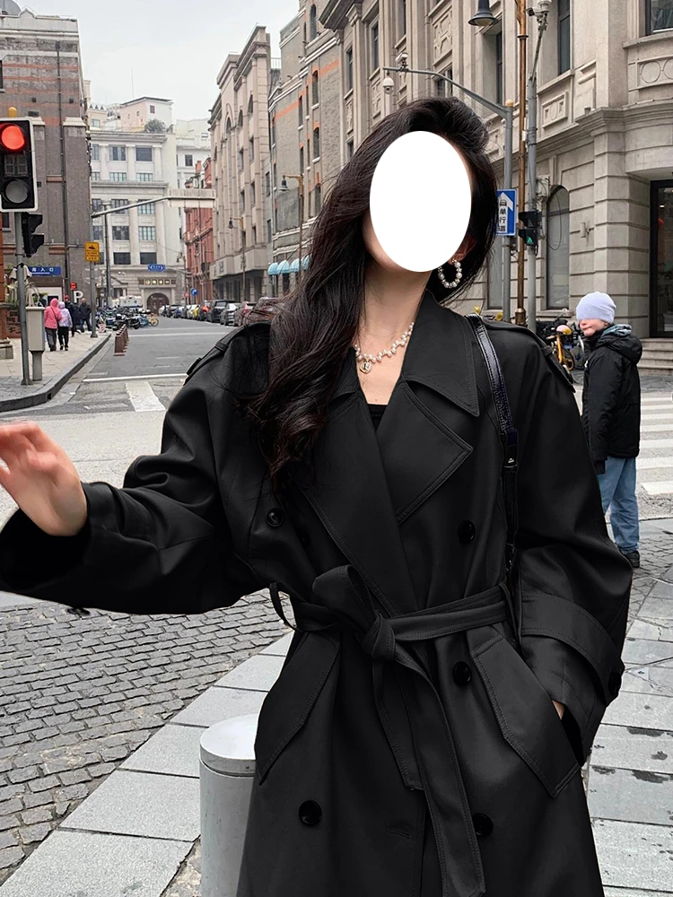 韩式风衣外套女中长款早秋季小个子高级感超好看宽松薄款休闲大衣