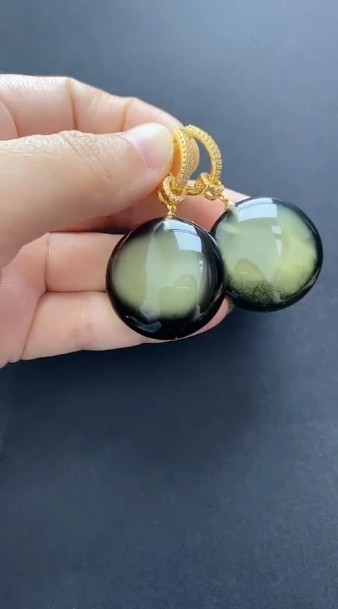 【闪购商品】琥珀裸石银S925镶嵌琥珀耳坠