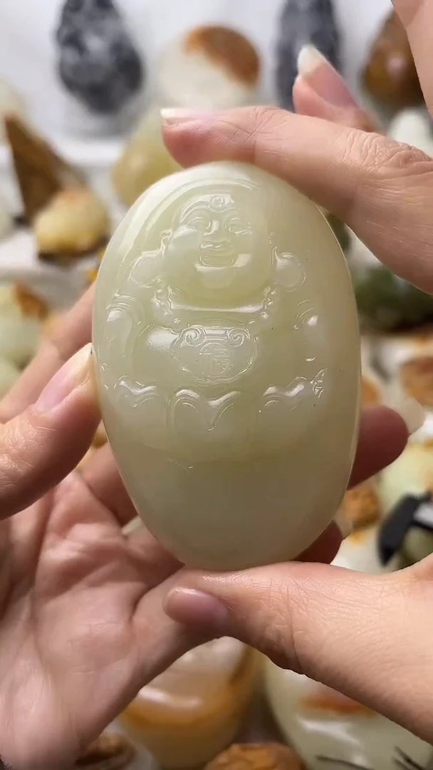 石材古青石棉纹正常不退换弥勒佛