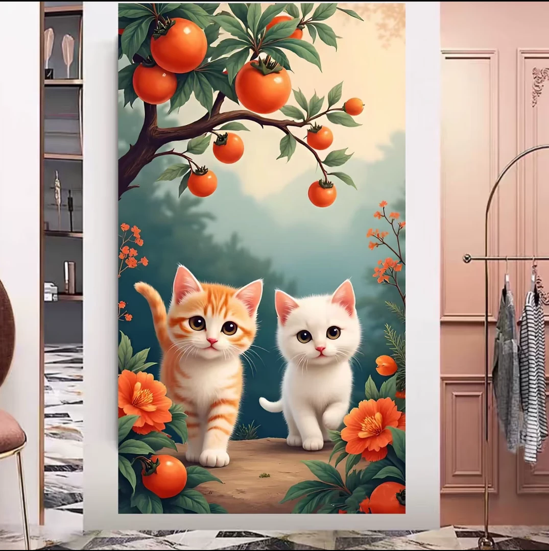 【350】柿柿如意 大格140x75 满绣29色无勾边十字绣