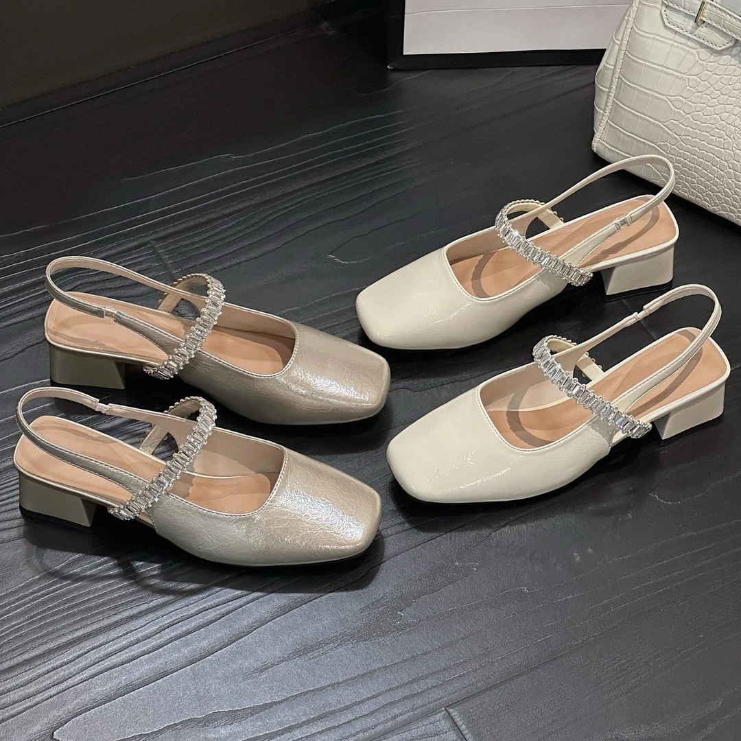 2025夏季新款方头玛丽珍鞋百搭一字带包头凉鞋搭配裙子仙女晚晚鞋