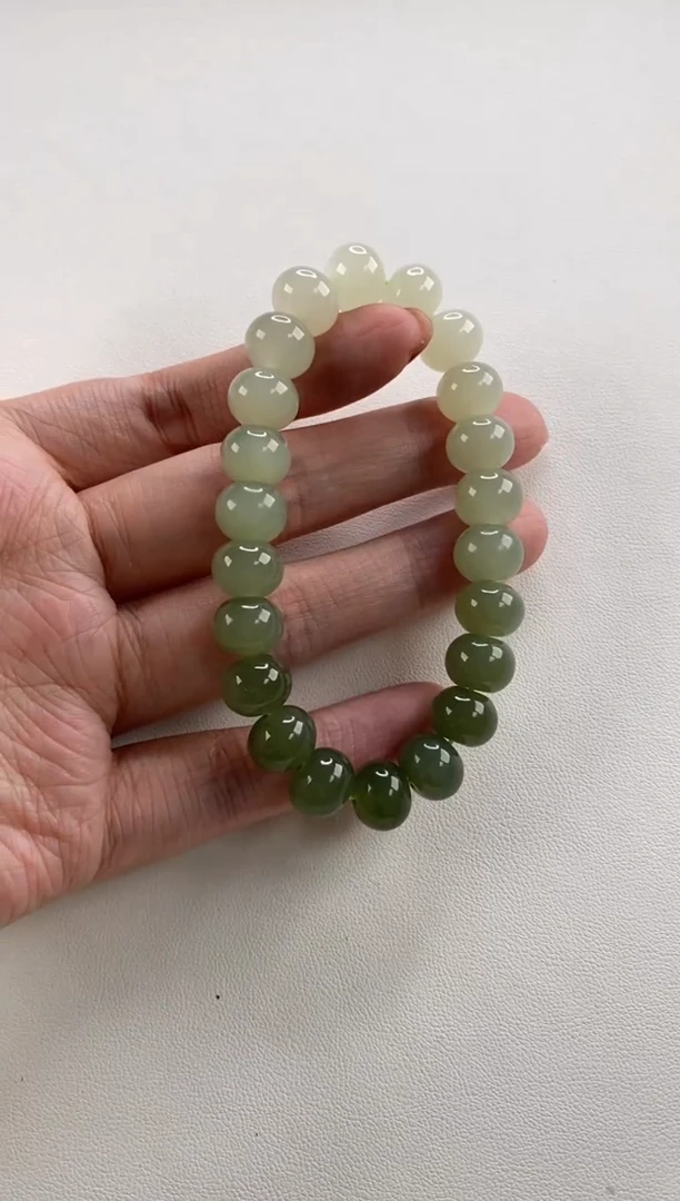 未镶嵌手串和田玉化**?渐变算盘珠