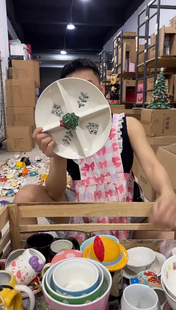 瓷片圣诞树分隔盘 微瑕